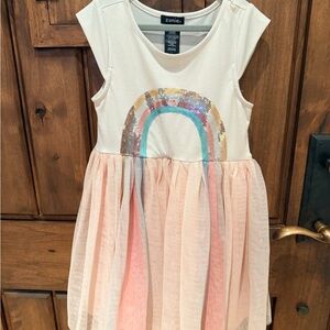 Zunie Cream and Pink Sequin Rainbow Dress